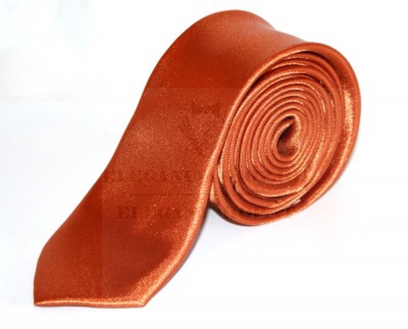 Szatén slim nyakkendő - Rozsdabarna