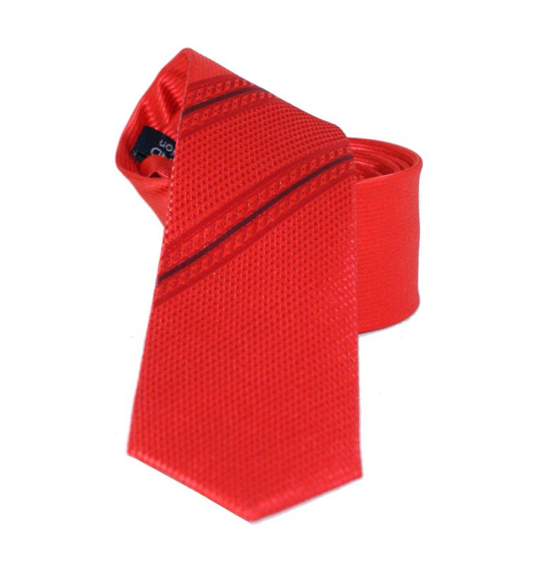               Goldenland slim nyakkendő - Piros csíkos