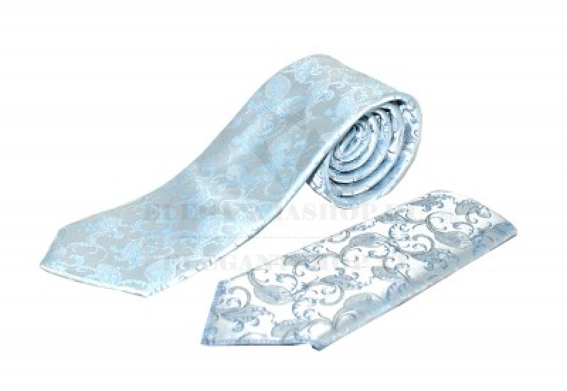 Zsorzsett szatén szett - Világoskék mintás Normál nyakkendő