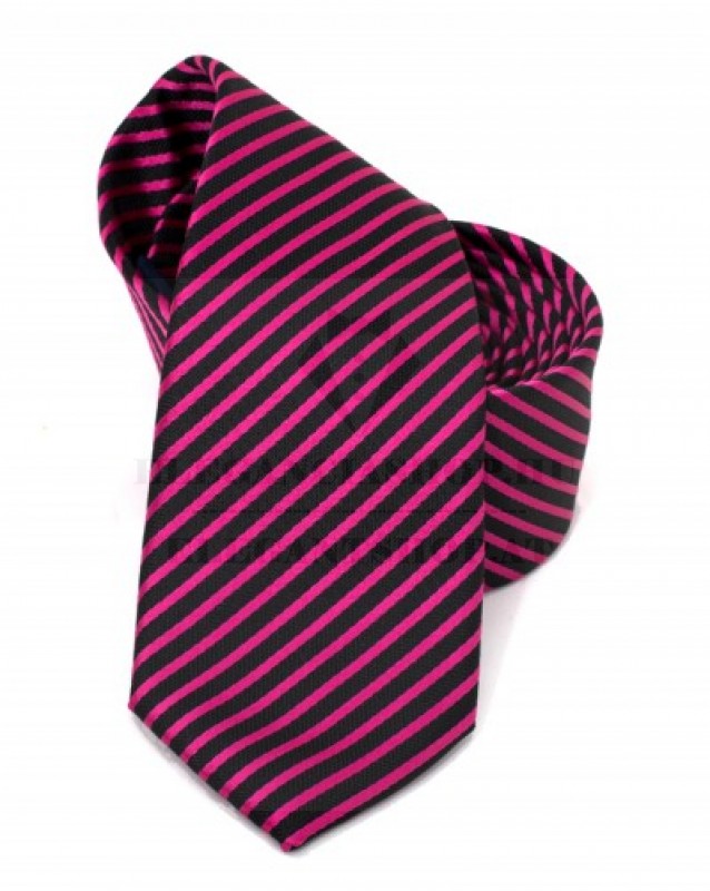               Goldenland slim nyakkendő - Pink csíkos
