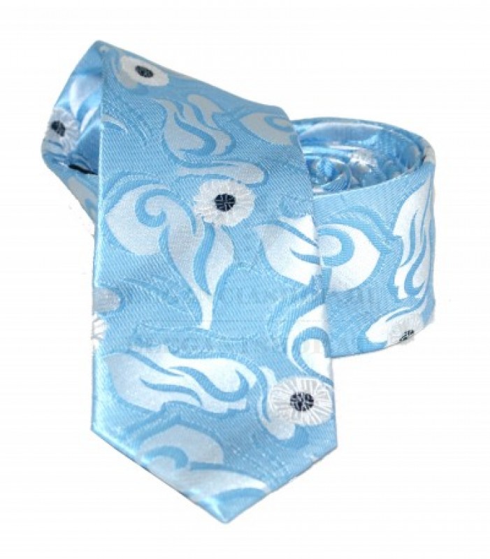 Goldenland slim nyakkendő - Kék virágos Mintás nyakkendők