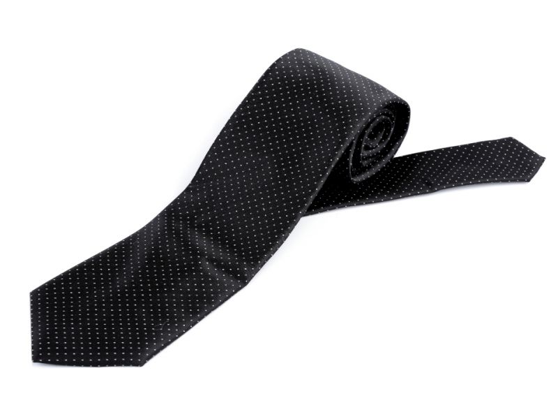  Szatén pöttyös nyakkendő - Fekete Mintás