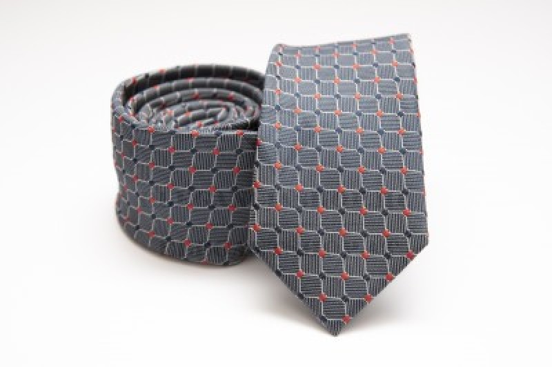    Prémium slim nyakkendő - Kékesszürke kockás