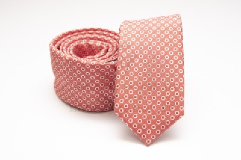    Prémium slim nyakkendő - Lazac pöttyös