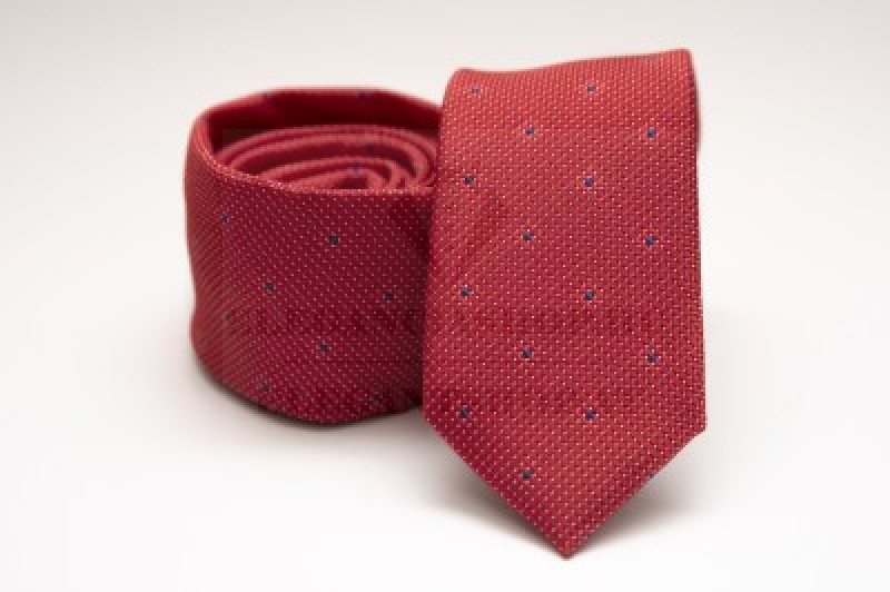    Prémium slim nyakkendő - Piros pöttyös Aprómintás nyakkendő