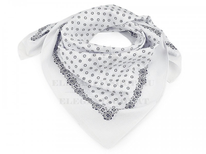 Pamut aprómintás kendő - Fehér-kék Női divatkendő és sál Pamut aprómintás kendő - Fehér-kék Női divatkendő és sál