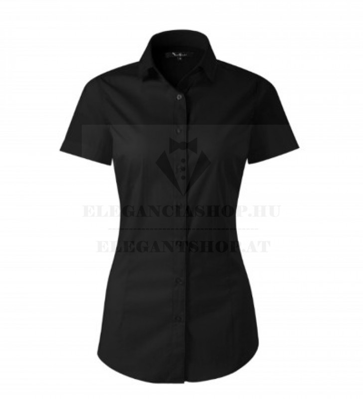   Pamut elasztikus rövidujjú ing - Fekete