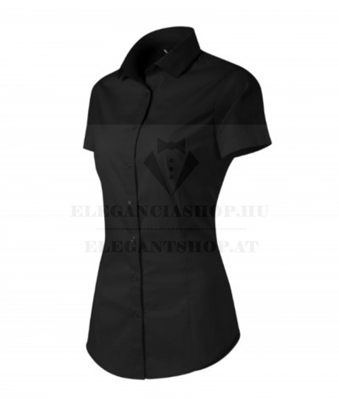   Pamut elasztikus rövidujjú ing - Fekete