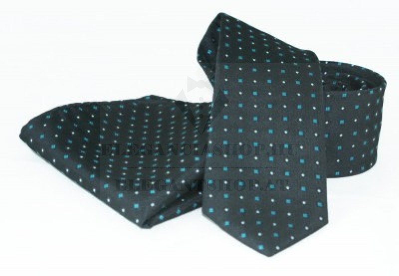 Goldenland nyakkendő szett - Fekete-türkíz pöttyös