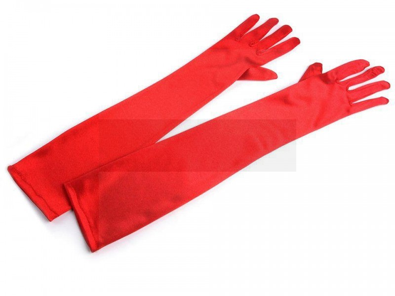 Hosszú alkalmi szatén kesztyű - Piros Női kesztyű, téli sál