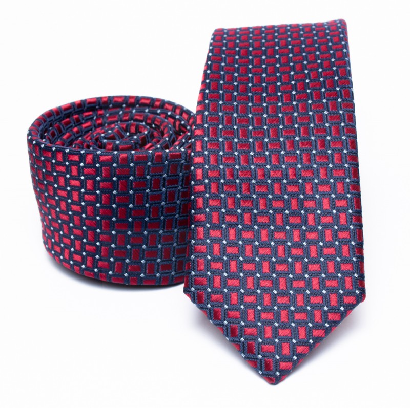    Prémium slim nyakkendő - Piros kockás