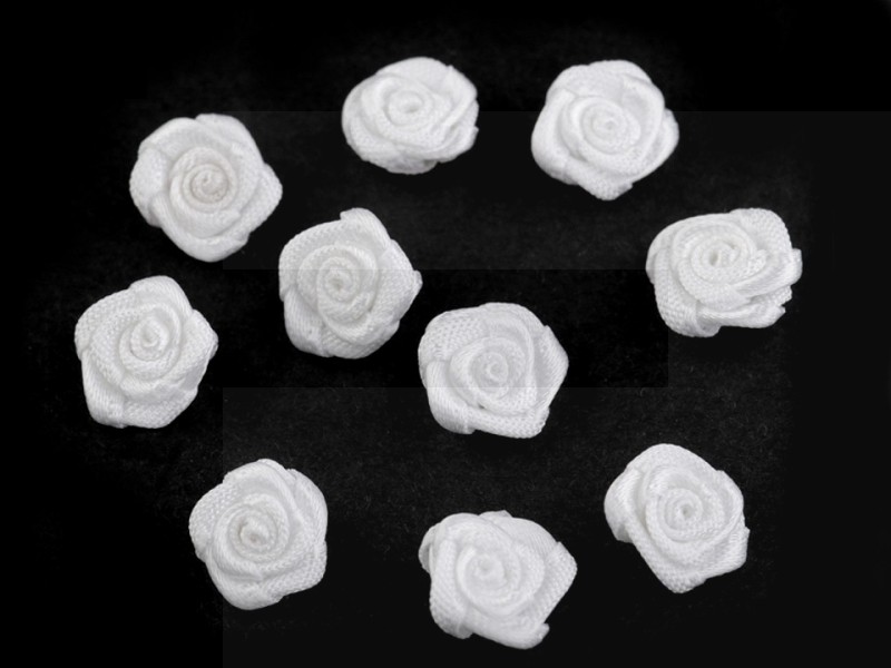 Mini textil virág 10 db/csomag - Fehér Kitűzők, Brossok