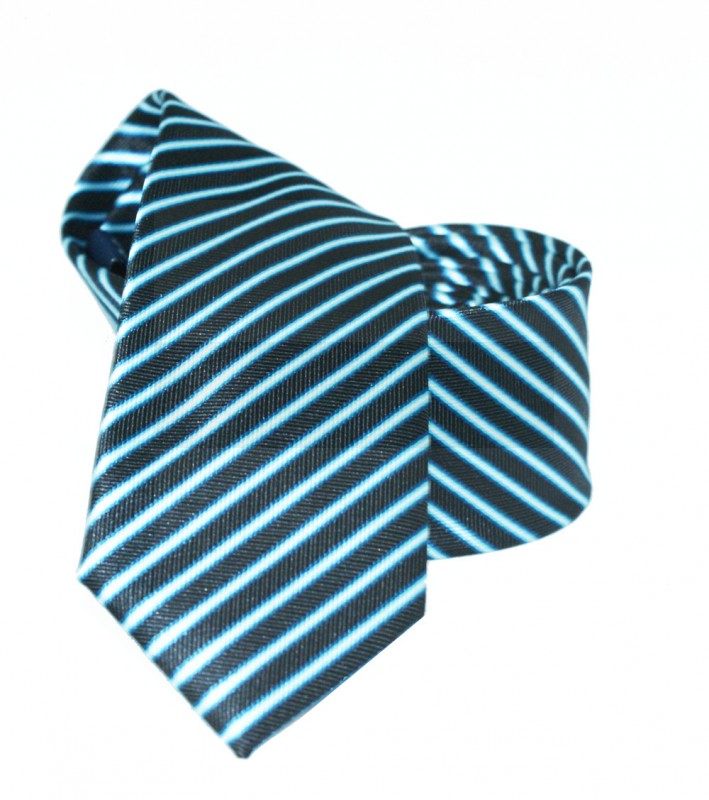               Goldenland slim nyakkendő - Kék csíkos