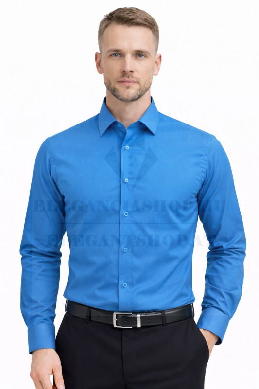             Newsmen h.u slim ing - Azúrkék Hosszúujjú ing