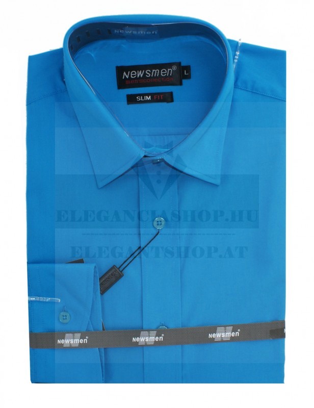             Newsmen h.u slim ing - Azúrkék Hosszúujjú ing