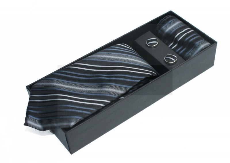   NM nyakkendő szett - Szürke csíkos