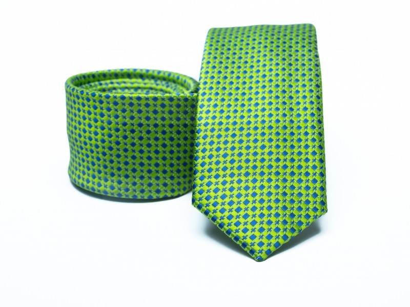    Prémium slim nyakkendő - Zöld aprómintás