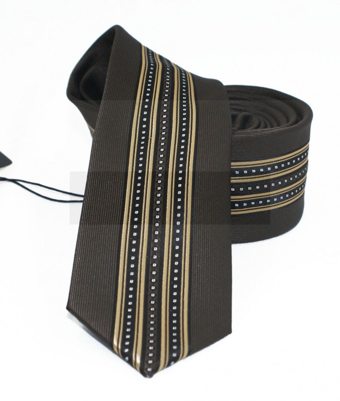                  NM slim nyakkendő - Barna-arany csíkos