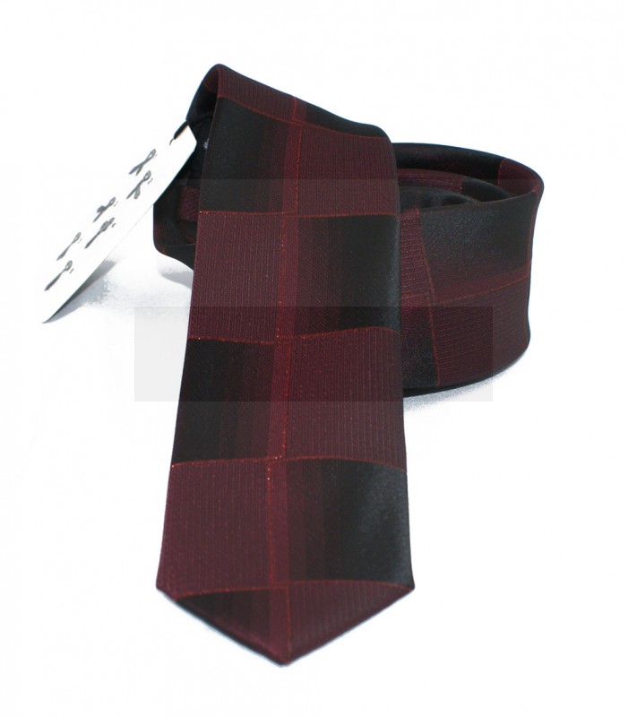                  NM slim nyakkendő - Bordó-fekete kockás