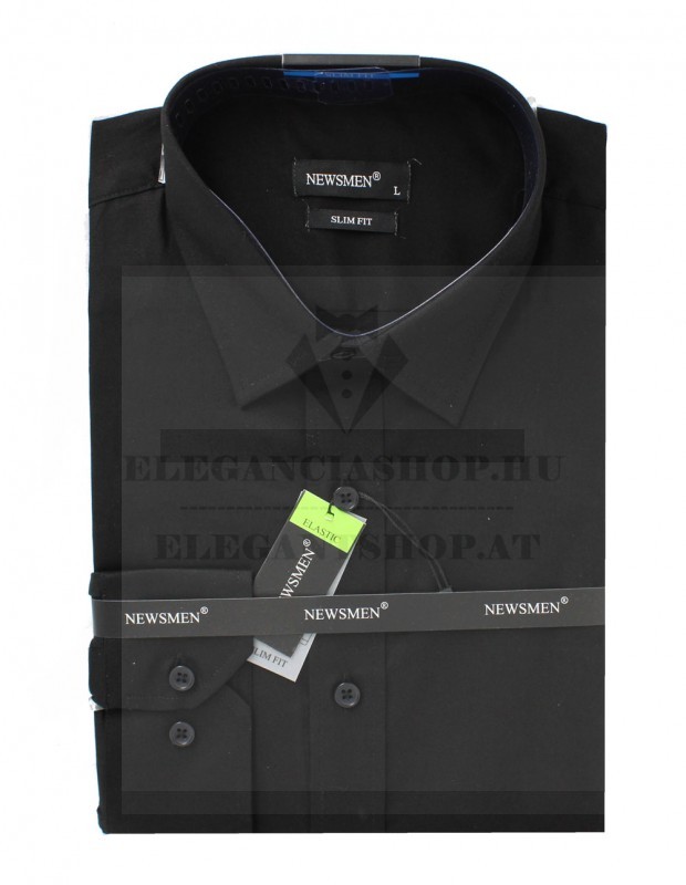 Newsmen elasztikus h.u slim ing - Fekete Egyszínű ing Newsmen elasztikus h.u slim ing - Fekete Egyszínű ing