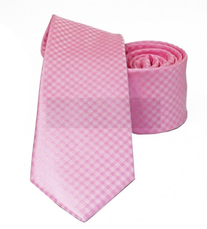                    NM slim szövött nyakkendő - Rózsaszín aprókockás