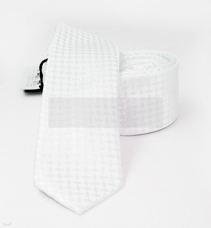      NM slim szövött nyakkendő - Fehér mintás