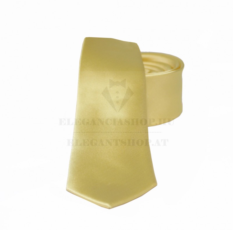                  NM slim szatén nyakkendő - Halványsárga Egyszínű nyakkendő