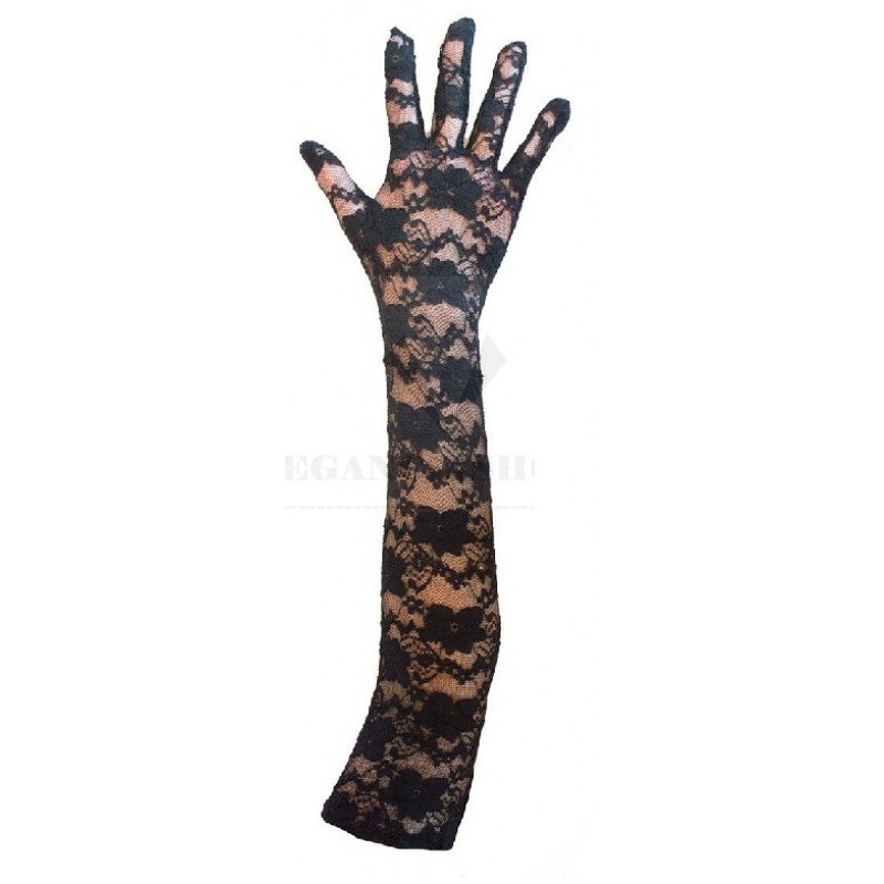 Hosszú alkalmi csipkekesztyű 45 cm - Fekete Női kiegészítők