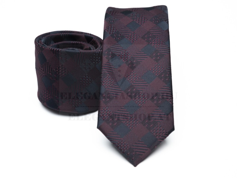 Prémium slim nyakkendő - Bordó mintás