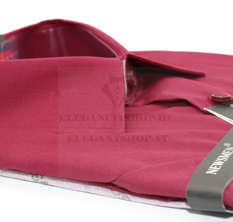                Newsmen r.u normál fit ing - Bordó Egyszínű ing