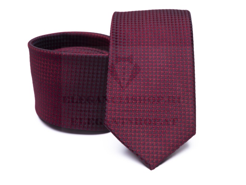 Prémium selyem nyakkendő - Bordó aprómintás