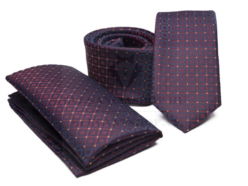   Prémium slim nyakkendő szett - Bordó mintás Aprómintás nyakkendő