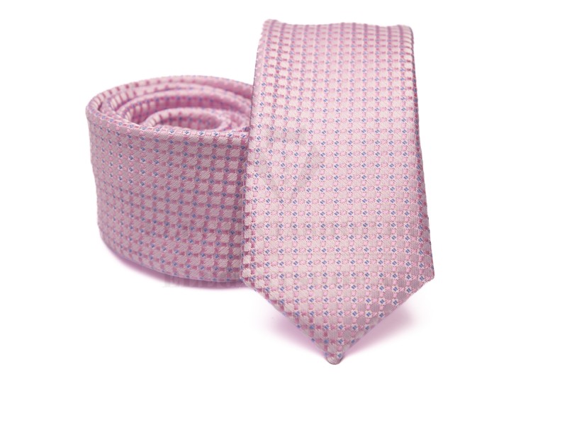    Prémium slim nyakkendő - Rózsaszín mintás