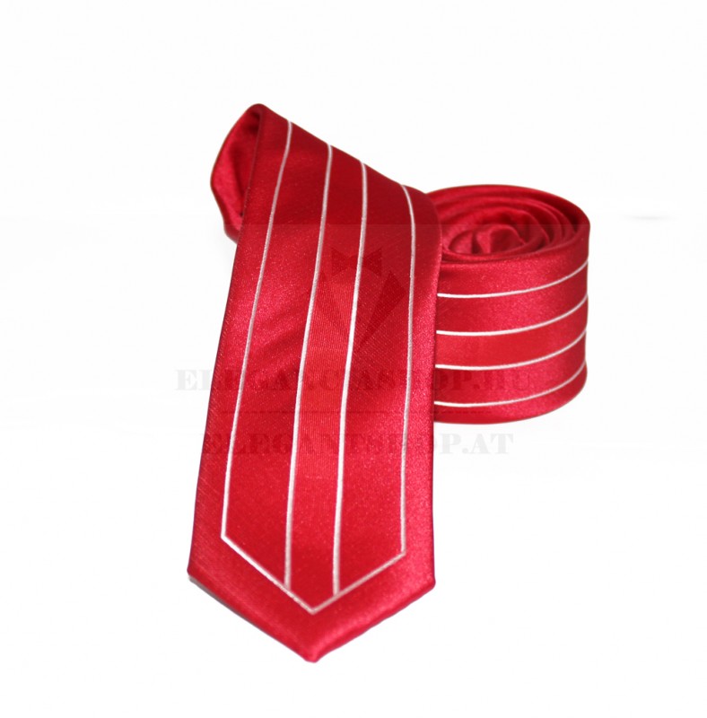               Goldenland slim nyakkendő - Fehér-piros csíkos