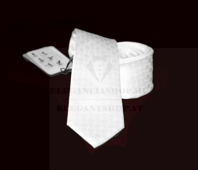                    NM slim szövött nyakkendő - Fehér Egyszínű nyakkendő