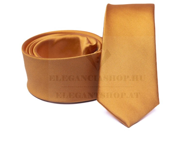     Prémium slim nyakkendő -   Mustársárga szatén
