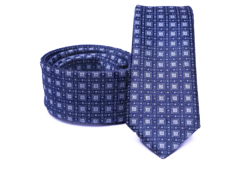    Prémium slim nyakkendő - Kék kockás