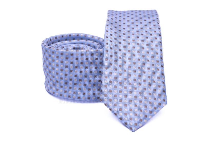    Prémium slim nyakkendő - Világoskék aprómintás