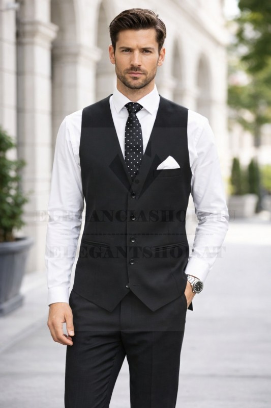                Newsmen férfi szövet mellény - Fekete