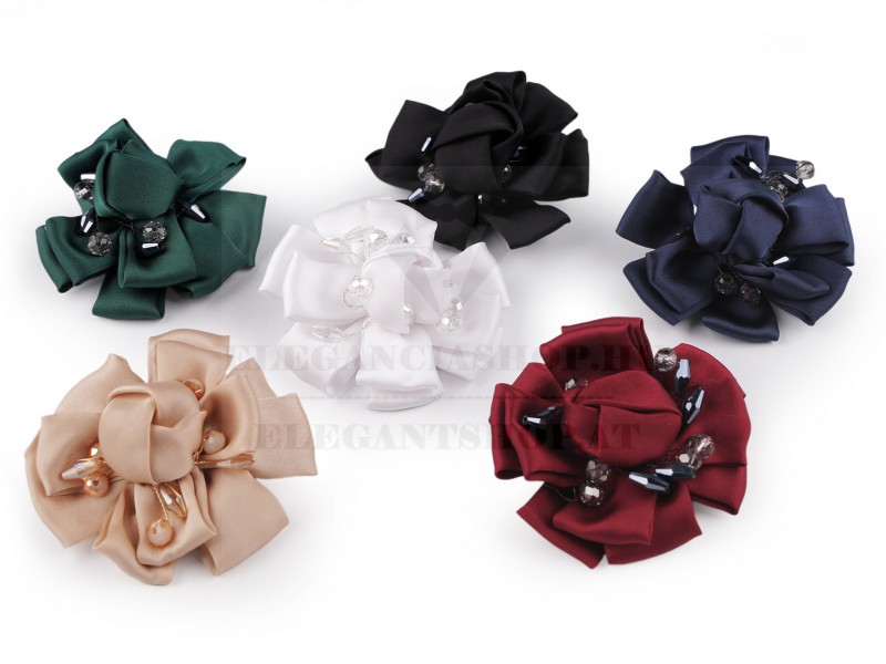 Bross szatén virág csiszolt kövekkel Ékszer, hajdísz Bross szatén virág csiszolt kövekkel Ékszer, hajdísz