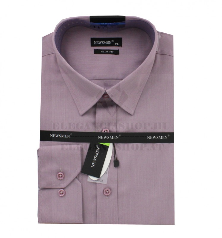      Newsmen bambusz elasztikus h.u slim ing - Lazac Egyszínű ing