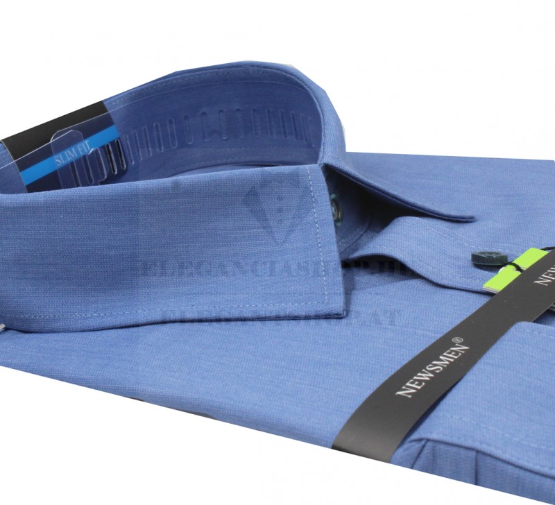      Newsmen bambusz elasztikus h.u slim ing - Farmerkék Egyszínű ing