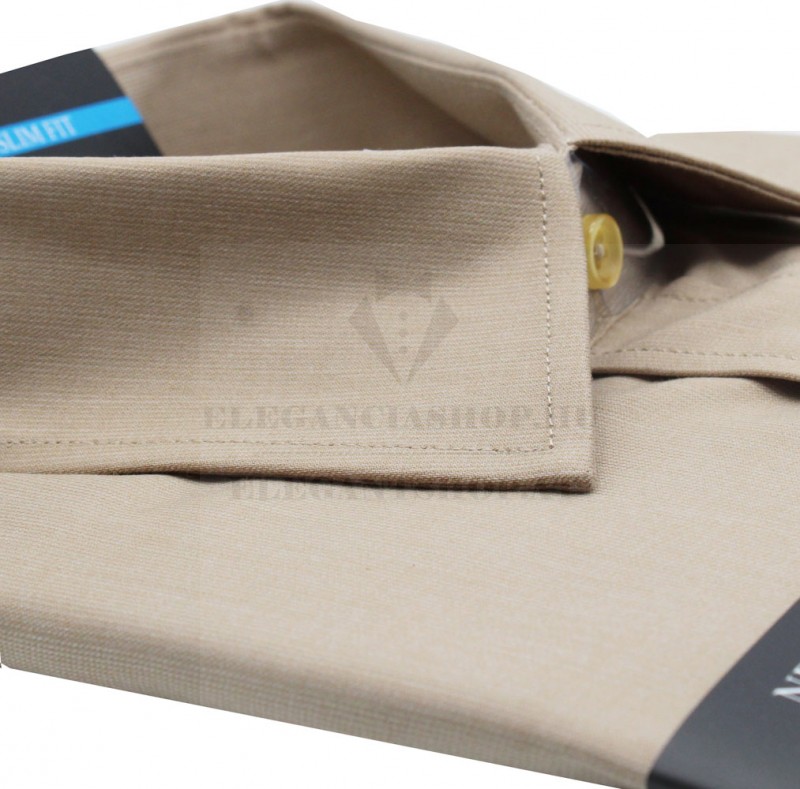      Newsmen bambusz elasztikus h.u slim ing - Világosbarna Egyszínű ing