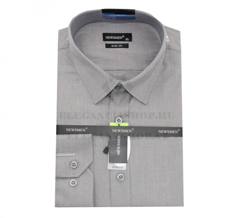      Newsmen bambusz elasztikus h.u slim ing - Szürke Egyszínű ing
