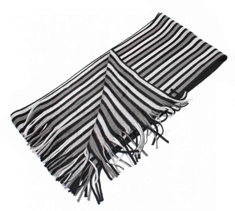   Newsmen unisex kötött sál - Fekete-szürke csíkos