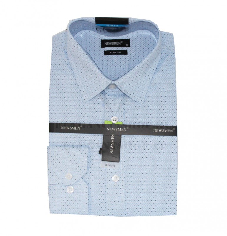     Newsmen h.u slim ing - Világoskék aprómintás Mintás ing