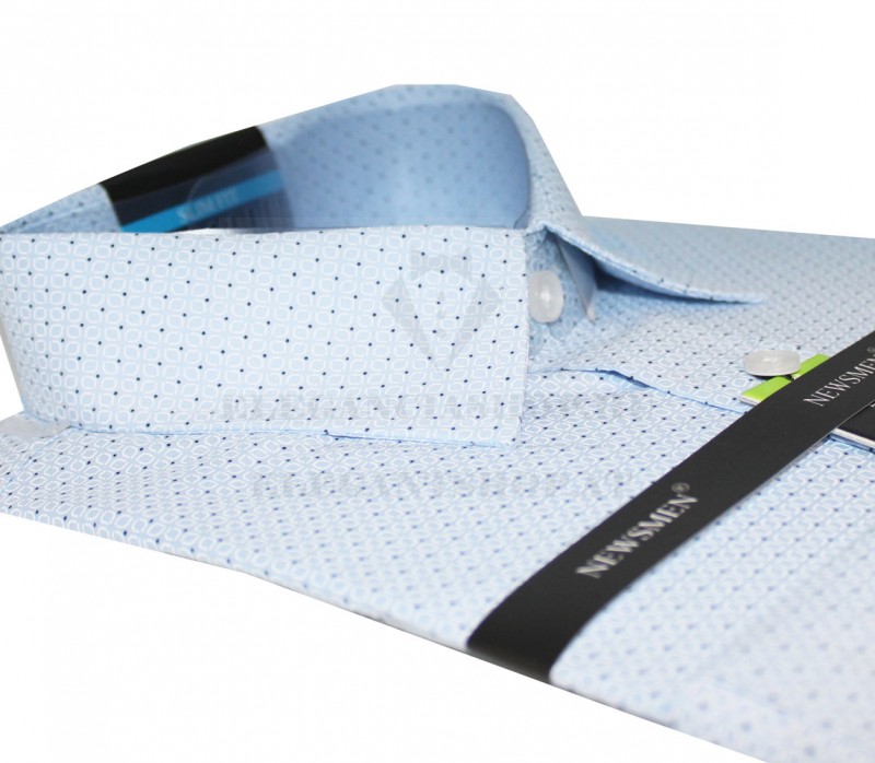     Newsmen h.u slim ing - Világoskék aprómintás Mintás ing