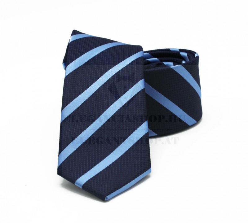               Goldenland slim nyakkendő - Kék csíkos Csíkos nyakkendő