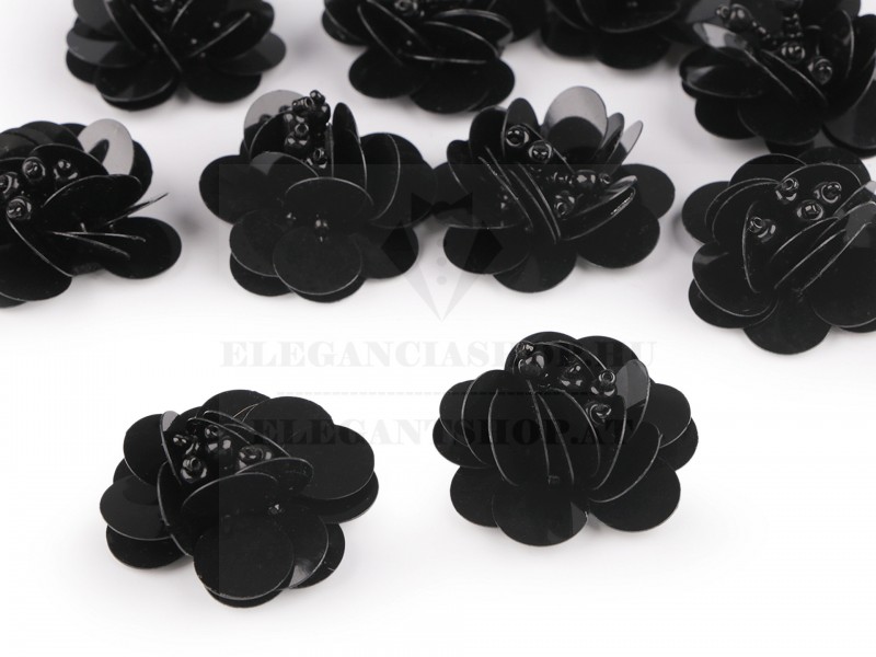 Flitteres virág gyöngyökkel - 10 db/csomag Flitteres virág gyöngyökkel - 10 db/csomag