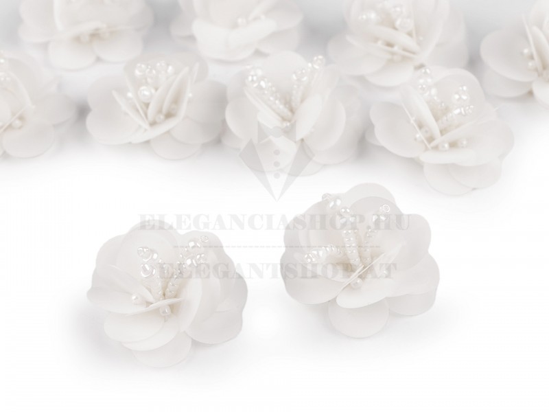 Flitteres virág gyöngyökkel - 10 db/csomag Flitteres virág gyöngyökkel - 10 db/csomag